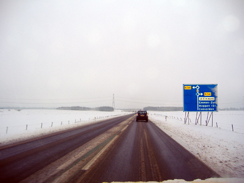 Sneeuw op de N34