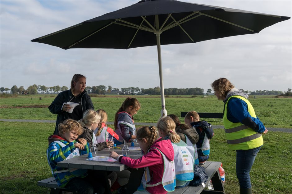 Leerlingen in het veld