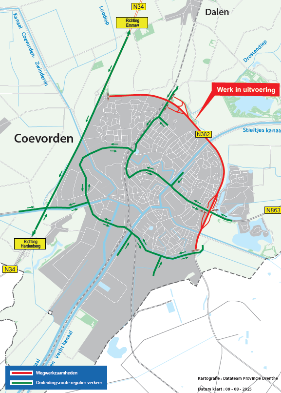 Omleidingskaart Rondweg Coevorden